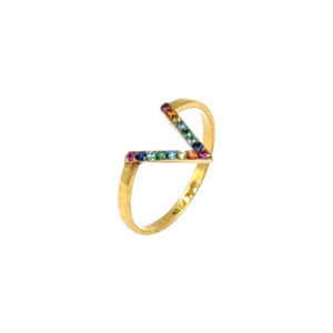 “V” RING 18K